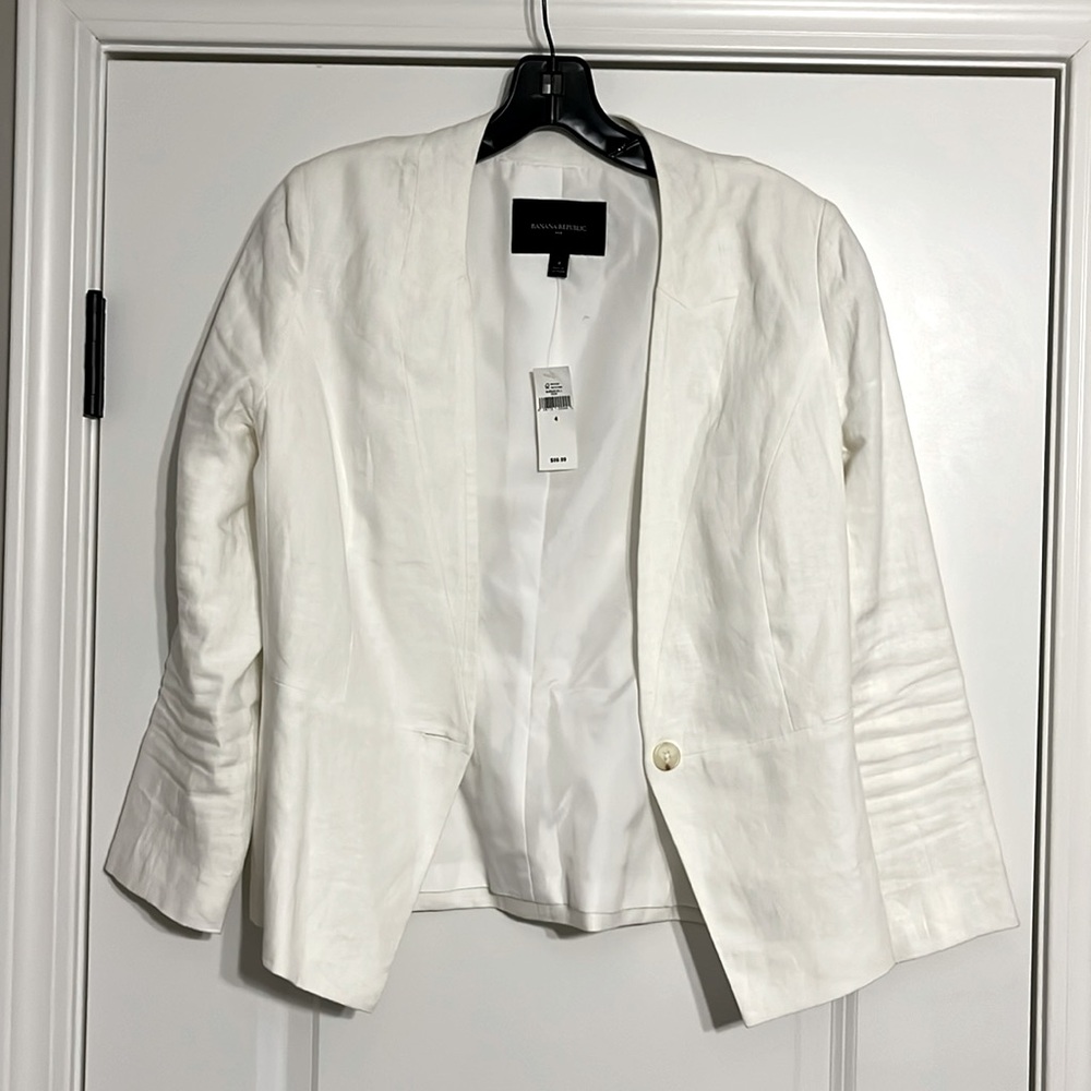 Banana Republic White Linen Blazer